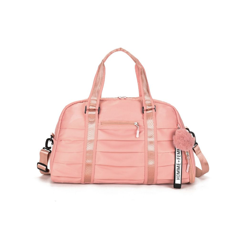 bolsa mala academia e viagem feminina com alça transversal Impermeavel Chaveiro Pompom