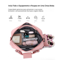 bolsa mala academia e viagem feminina com alça transversal Impermeavel Chaveiro Pompom