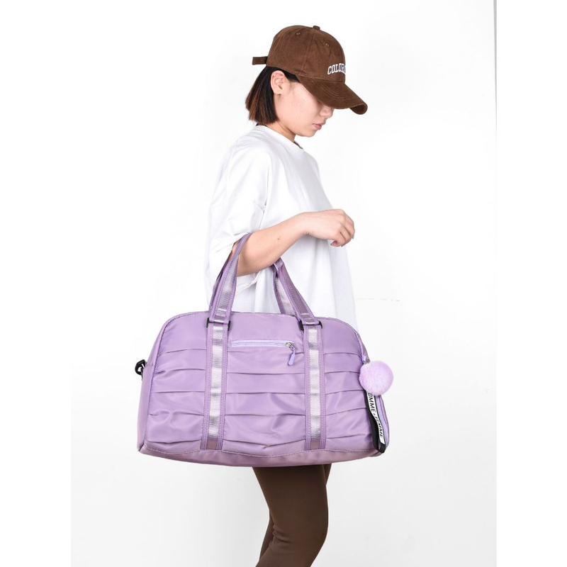 bolsa mala academia e viagem feminina com alça transversal Impermeavel Chaveiro Pompom