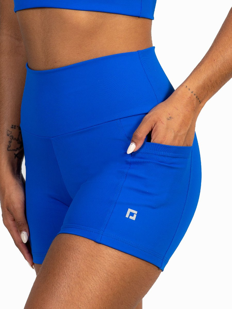 Short Feminino para Corrida Cós Alto Zero Transparência Bolsos Laterais Treino Academia Fitness