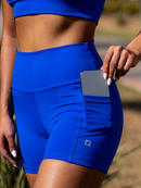 Short Feminino para Corrida Cós Alto Zero Transparência Bolsos Laterais Treino Academia Fitness