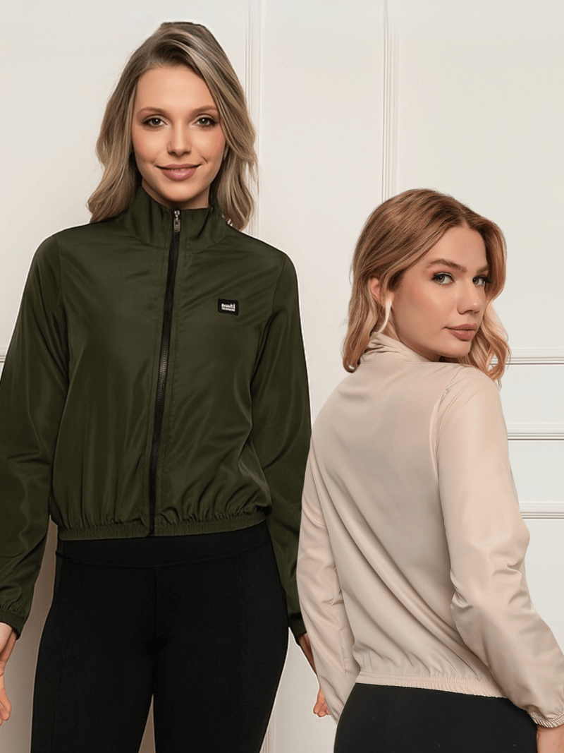 Jaqueta Feminina Microfibra Resistente à Água e Proteção UV