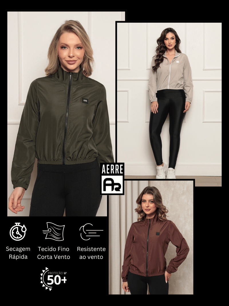Jaqueta Feminina Microfibra Resistente à Água e Proteção UV