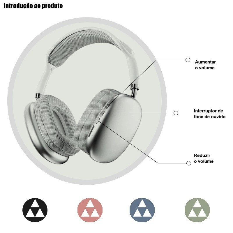 Fone de ouvido Bluetooth Sem Fio Headphone Bluetooth Recarregável P9 Top Casual Esportivo